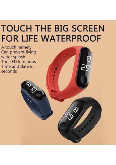 6 Renk Led Dijital Saat Dokunmatik Ekran Bilek İzle Bilezik Spor Rahat Elektronik Saat Spor Saat