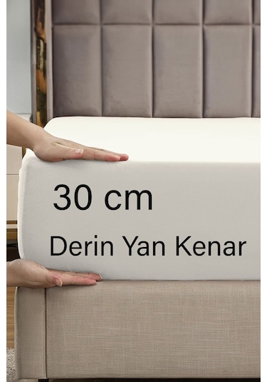 Ranforce Krem Pamuklu Tek / Çift Kişilik Battal Tam Kenar Lastikli Çarşaf 14 Renk Fıtted Krem