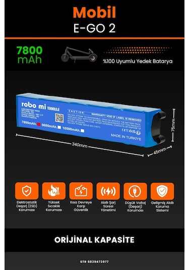 Mobil Urban E-go 2 / 36v 7800mAh Elektrikli Scooter Bataryası
