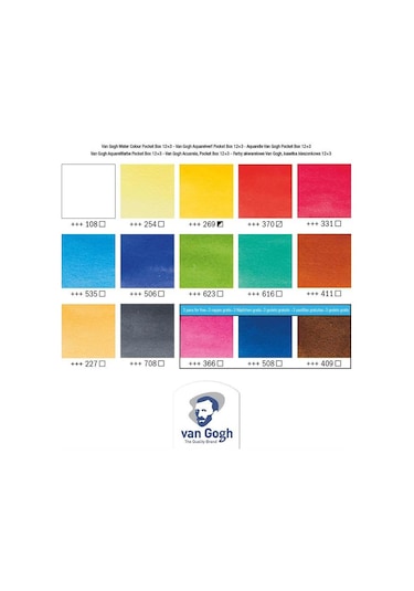 Van Gogh 12+3 Suluboya Seti Watercolour Defter