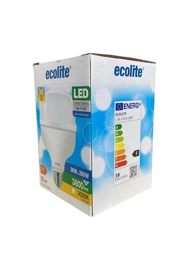 Ecolite 38w 200w Jumbo Led Ampul 3000k Sarı Işık E27 Duylu