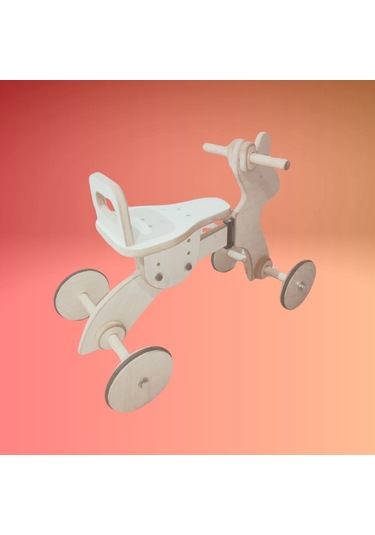 Montessori Çocuk Denge Bisikleti 2-6 Yaş / Mdf Tavşan