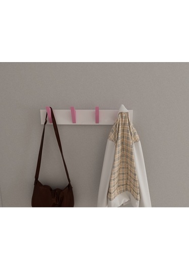 Hepsi3boyutlu Modern Duvar & Kapı Kanca Askılık - 4 Adet Pembe Kanca Askılık - Model No : 5 Pembe