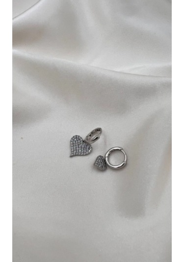 Bb Çelik Kalp Sallantılı Küpe Gümüş