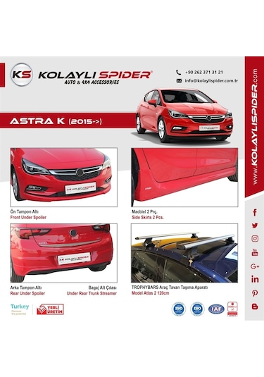 Kolaylispider Opel Astra K Cam Çıtası 8 Prç Krom 2015 Ve Sonrası