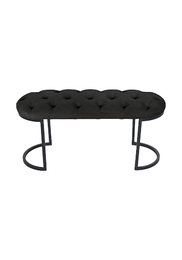 Elısse Antrasit Model- Oval Metal Ayak 100 Cm Bench&koltuk&puf-yatak Odası Önü&ucu Puff&oturak