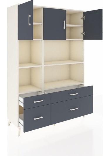 Hyperion Dolap 8 Raflı 4 Çekmeceli 3 Kapaklı 132x44x195 Aytaşı-antrasit/antrasit Antrasıt/antrasıt