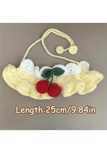 Willowhaven Pembe S Boyutlu Yumuşak Tığ İşi Evcil Hayvan Tasması, Hardal-beyaz Ekose Fiyonk