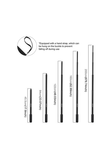 Tongxida Puluz 2m Metal Selfie Çubuğu Insta360 One Rs / X2 / X3 / X4 Siyah