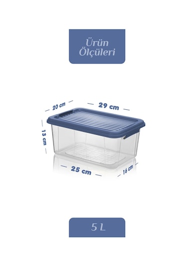 2'li 5 Lt Un Bakliyat Erzak Saklama Kabı Seti - Banyo Düzenleyici Deterjanlık Saklama Kutusu 2x5l Mavi