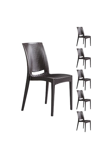 6 Adet Rattan Kahve Sandalye / Balkon-bahçe-teras Kahverengi