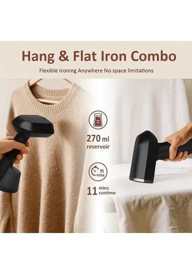 Honeybeeshop Ab Siyah Giysi Buharlayıcı Taşınabilir El Tipi Kıyafet Ütüsü 220 240v Eu Fiş 30 Saniyede Hızlı Isınma 270ml Su Haznesi Ev Seyahat