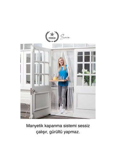 Dayanıklı Mıknatıslı Kapı Sinekliği 60x210 Cm Tül Haşere Böcek Sivrisinek Geçirmez Manyetik Beyaz