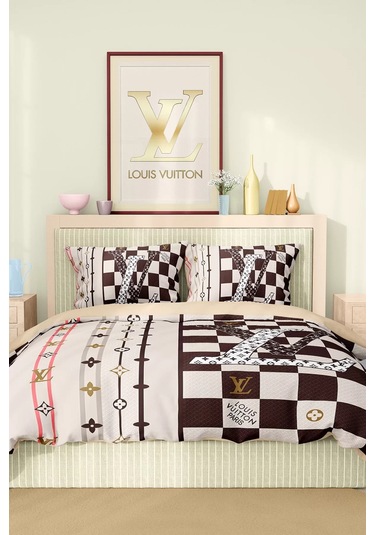 Marka Nevresim Takımı Çift Kişilik Pamuklu Saten Kumaş 6 Parça 3d Dijital Baskı Duvet Cover Set Model No:79 Renkli