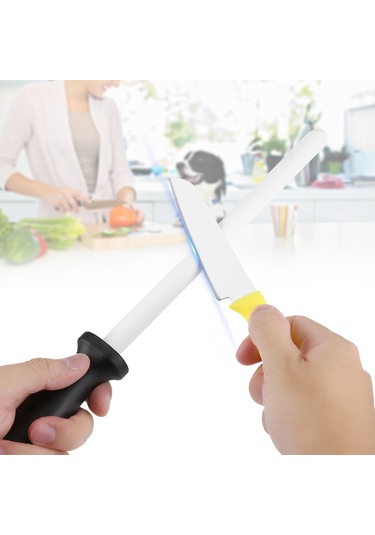 Ximistore9 8 İnç Seramik Bıçak Taslağı - Çabuk Keskinleştirme, Kalın Ve İnce Taslak Seçenekleri, Dayanıklı Abs Kolu