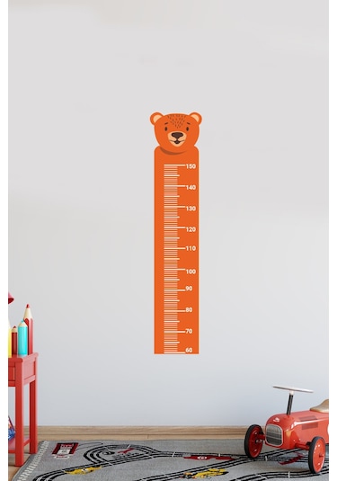 Sevimli Hayvan Ayı Temalı Boy Ölçer Duvar Sticker