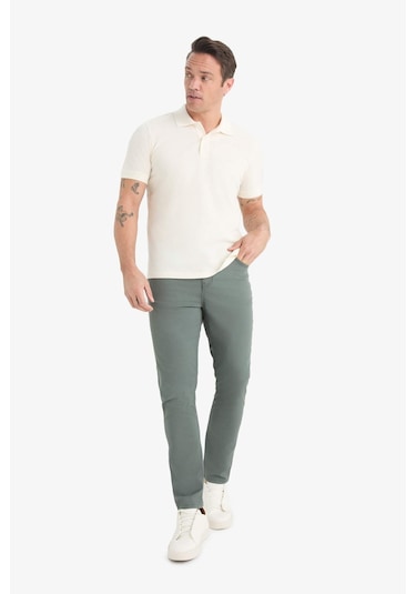 DeFacto Yazlık Gabardin Chino Kanvas Pantolon Slim Fit Dar Kesim Dar Paça Cepli B2089AX25SPGN826 DeFacto Yazlık Gabardin Chino Kanvas Pantolon Slim Fit Dar Kesim Dar Paça Cepli B2089AX25SPGN826