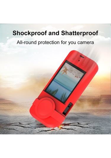 Vkemall Insta360 X3 Kamera İçin Silikon Koruma Kılıfı + Lens Kapağı - Kırmızı