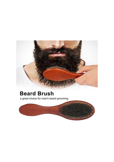 Moveevo Sakal Tarağı Sakal Fırçası Domuz Kılı Sakal Fırçası Taşınabilir Uzun Saplı 2