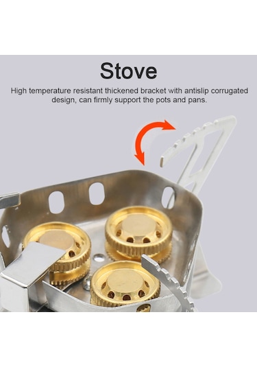 Skycıty 3 Brülörlü Açık Hava Sobası, Üç Çekirdekli Kamp Yüksek Güçlü Rüzgar Geçirmez Taşınabilir Soba 6800w Gümüş