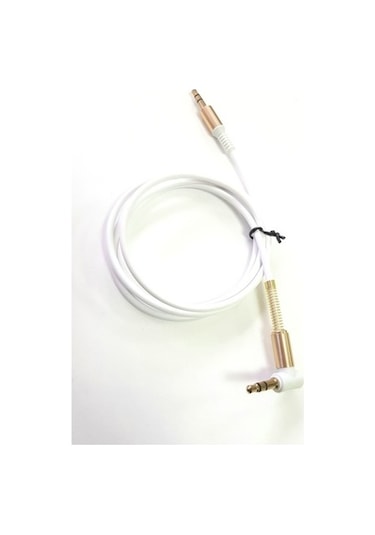 Electroon 3,5Mm Stereo Gold Jaklı Beyaz Silikon Aux Kablo 1Metre
