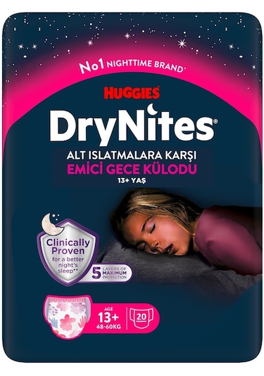 Drynites Emici Gece/külot Bez Kız 13+ Yaş 48-60kg Xl 120 Adet XL 6'lı