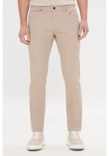 AC&Co / Altınyıldız Classics 360 Derece Her Yöne Esneyen Slim Fit Dar Kesim Diyagonal Desenli Erkek Pantolon Taş