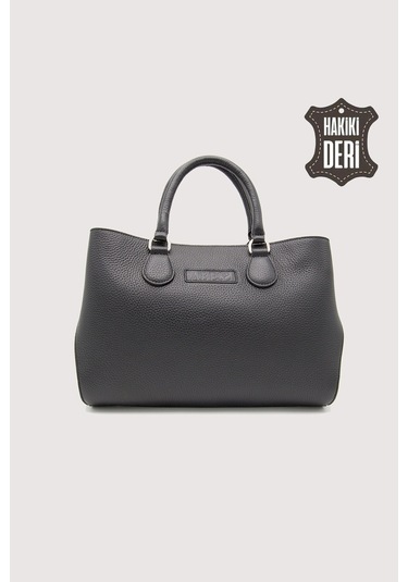 Hakiki Deri Siyah Kadın Kol Çantası Uzun Askılı Smr7666 Siyah