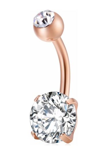 Chavin Beyaz Taşlı Rose Çelik Göbek Piercing Dt91Rs Beyaz