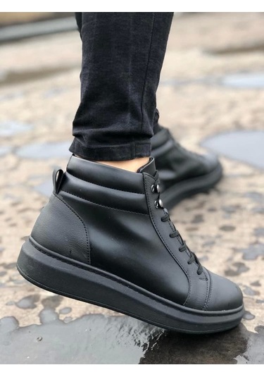 Slw202 Toronto Bağcıklı Cilt Erkek Spor Bot St Siyah Siyah