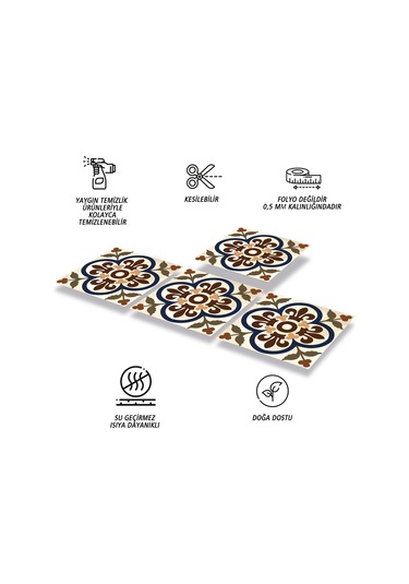 Tink Kendinden Yapışkanlı Renkli Fas05 Desenli Pvc Karo 30x30 Cm