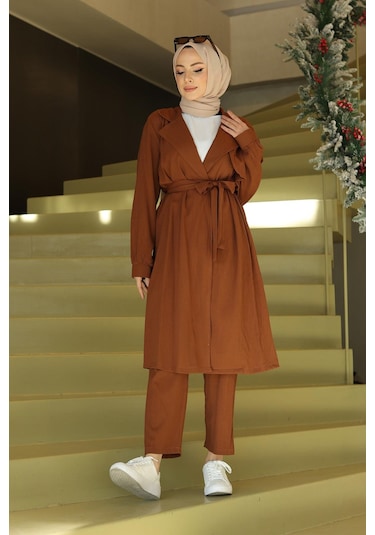 Ay Parça Detaylı Takım Kahverengi Kahverengi