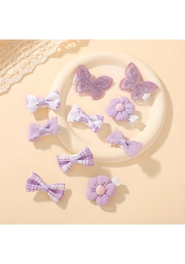 Willowhaven 10 Adet Bohemian Tarzı Çiçekli Fiyonk Saç Aksesuar Seti - Renk 2 Desenli Ve Düz Renk-2