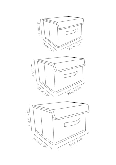 3'lü Kapaklı Saklama Kutusu Seti - Çok Amaçlı Dolap İçi Organizer Çamaşır Oyuncak Düzenleyici Gri Gri