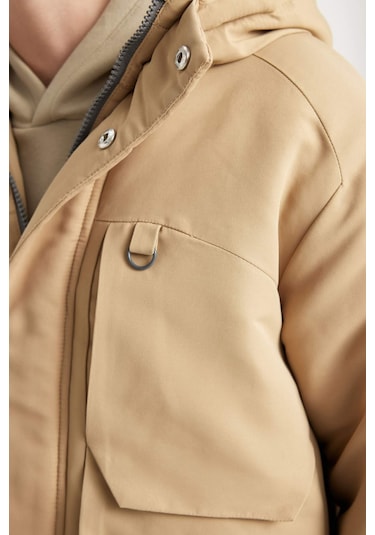 DeFacto Erkek Çocuk Su İtici Kapüşonlu Polar Astarlı Parka C9077A824WNBG395