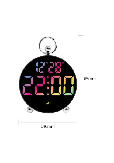 8029 Led Dijital Çalar Saat Çok Fonksiyonlu Öğrenci Elektronik Masa Saati Büyük Ekranlı - Renkli Renkli