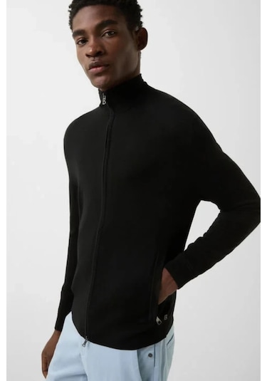 Bogner Oscar Lüks Klasik Stil, Erkek Yün Triko Ceket Siyah
