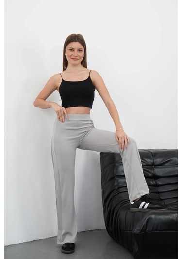 Yandan Katlamalı Pantolon Gri Gri