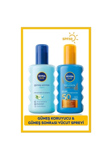 ﻿NIVEA Koruma & Bronzluk Güneş Spreyi SPF50 200 ML + Nemlendirici Güneş Sonrası Spreyi 200 ML