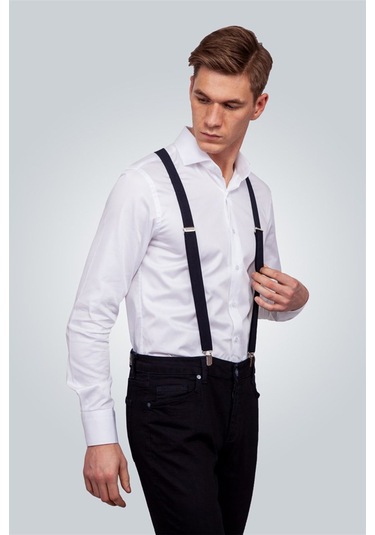 Tudors Düz Ince Erkek Pantolon Askısı Lacivert