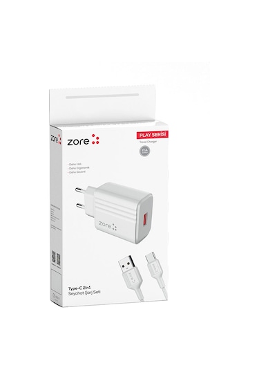 Mobilefix Play Serisi Pl1 Type-c 2in1 Seyahat Şarj Aleti 12w - Beyaz Beyaz