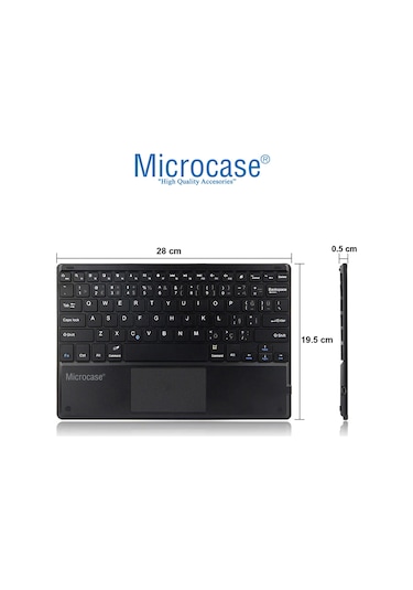 Microcase iPad Uyumlu Pro 12.9 2021 5.Nesil Bluetooth Touchpad Klavye 28 CM + Stand AL2756