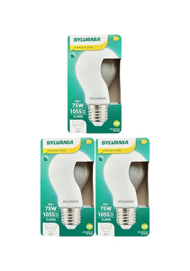 3 Adet Sylvania 9w 75w 2700k Sarı Işık Dim Edilebilir E27 Duylu Kalın Duy Soft Led Ampul