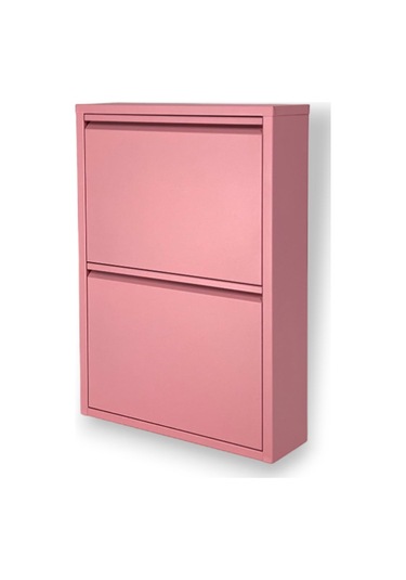 Gowoll 2 Raflı Metal Ayakkabılık Pembe Ayakkabı Rafı Metal Ayakkabı Dolabı