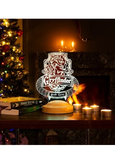 3D Lamba Harry Potter Hogwarts Gryffindor Kişiye Özel Led Lamba