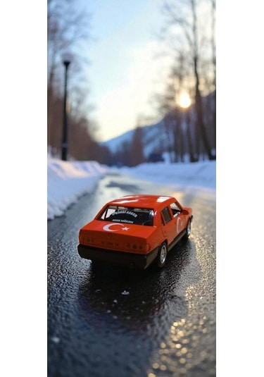 Nostaljik Metal Çek Bırak Türk Bayraklı Kırmızı Tofaş Şahin Araba Kapılar Açılır Diğer