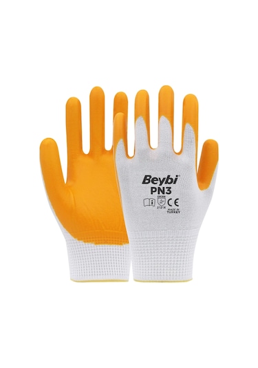 Beybi Pn3 Sarı Polyester Örme Nitril Iş Eldiveni 12 Çift