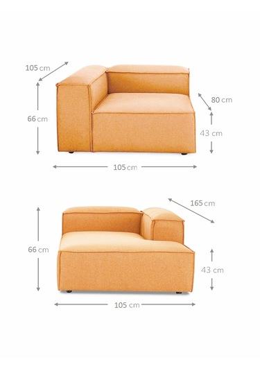 Most Mollis Plus Sağ Köşe 2 Modül Köşe Koltuk Kiremit Keten Kumaş