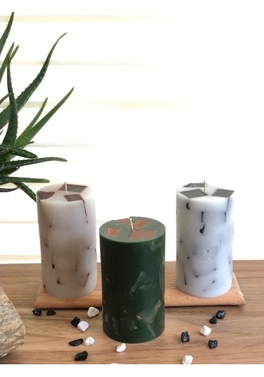 Tabsecret Candle Parçacık Tasarımlı Aromalı 3Lü Mum Seti