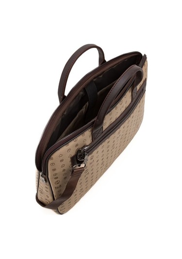 Bilik Deri Monogram Açık Vizon/kahve Unisex Laptop & Evrak Çantas Vizon - Kahverengi